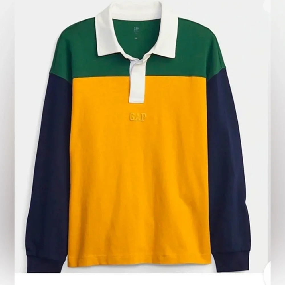 Gap Kids Logo Rugby Polo‎ Shirt, Yellow Multicolor Size XSmall (4-5)